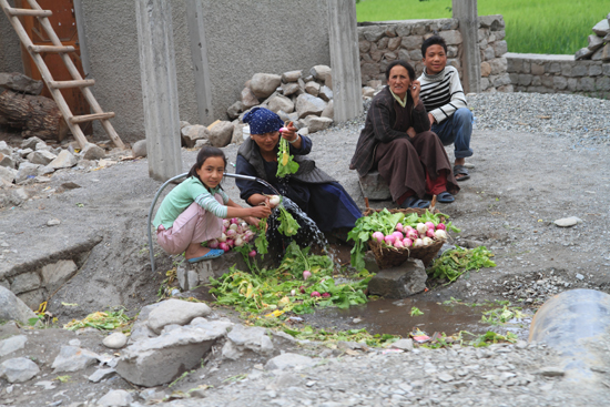 Alchi Groenten wassen bij de dorpspomp<br><br> 2350-Alchi-Ladakh-4270.jpg